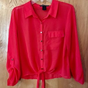 NoStrings Attached Red Sheer Blouse